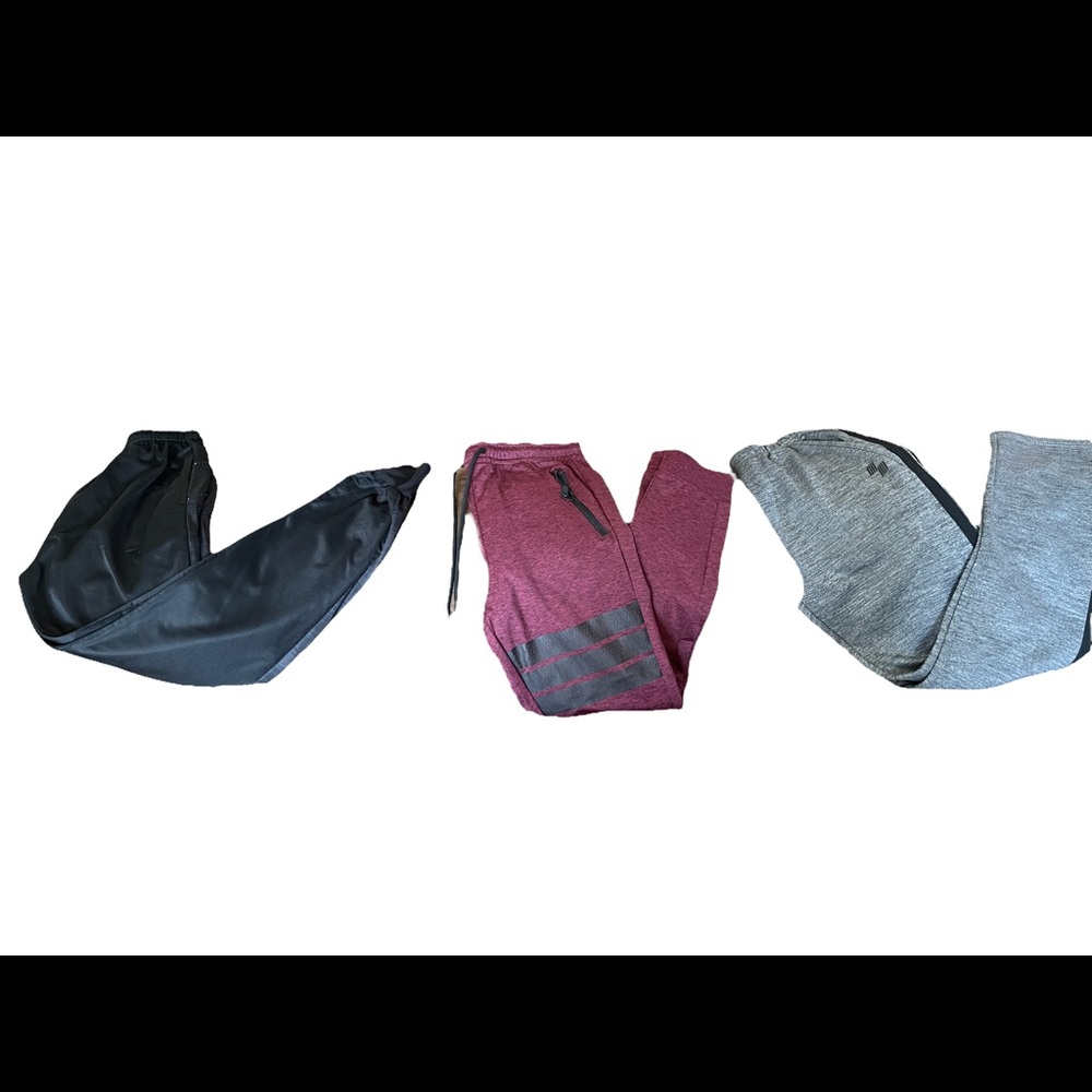 Boys Sweatpants 3 pairs sz 10/12 black, burgundy and gray